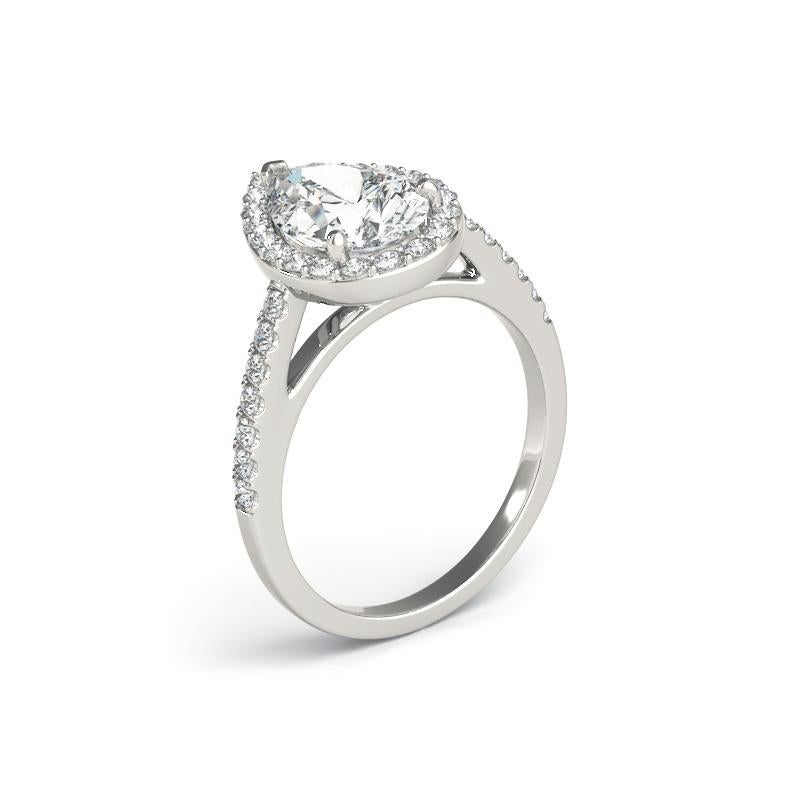 Donna GIA Certificato 1,70 Carati Pear Halo Cattedrale  Anello con diamante in vendita