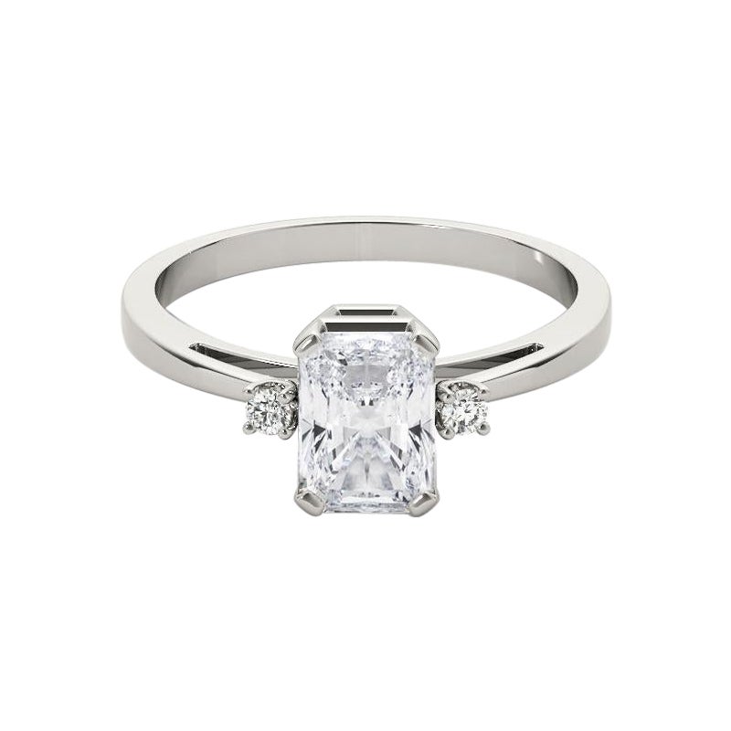GIA Certificato 1,70 Carati Radiante a Tre Pietre  Anello con diamante