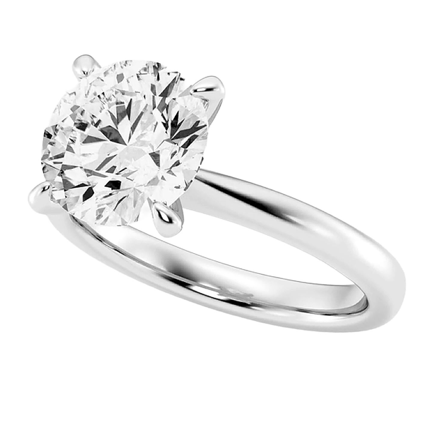 Modernista Anello di fidanzamento con diamante brillante rotondo certificato GIA da 1,70 carati in oro bianco 14K in vendita