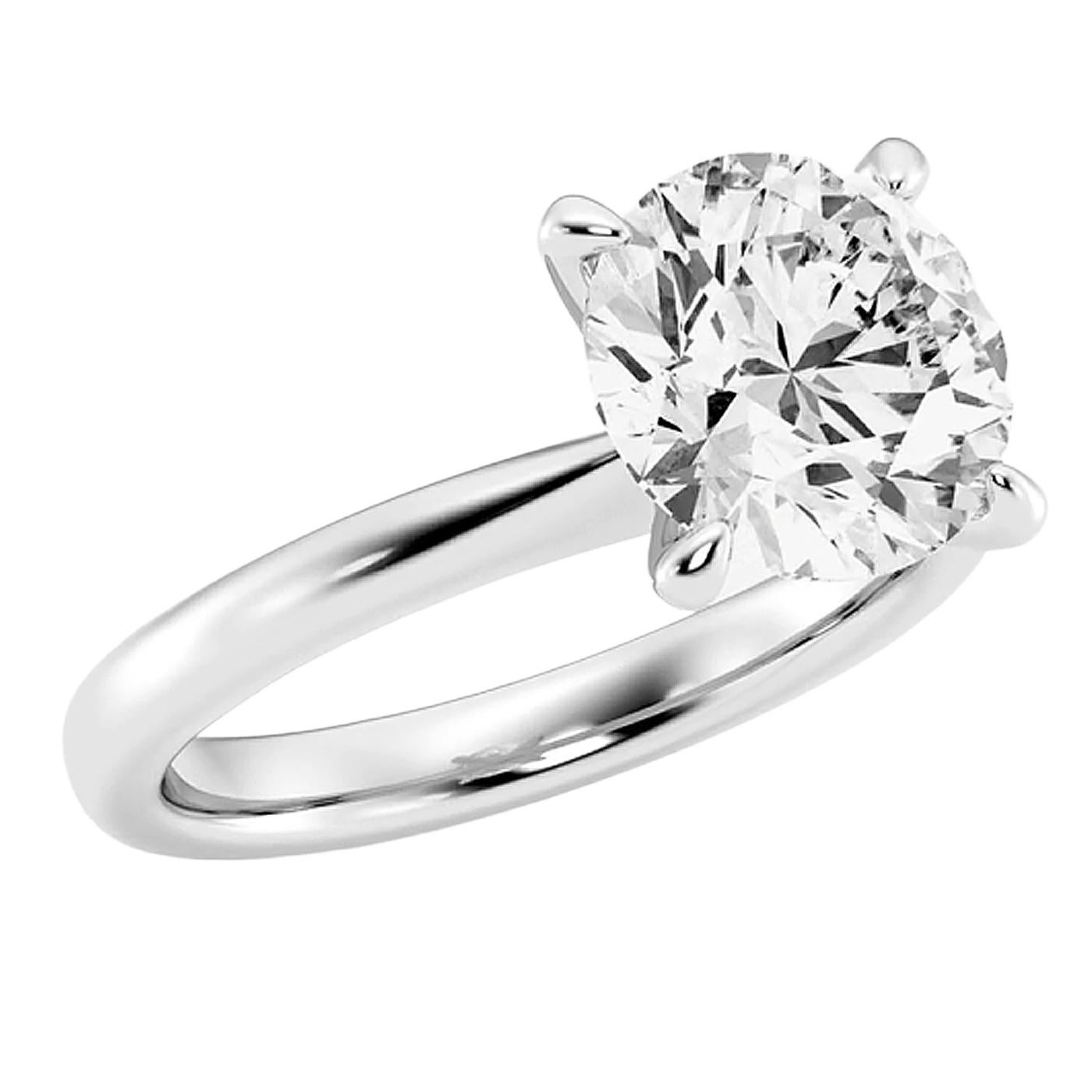 Taglio rotondo Anello di fidanzamento con diamante brillante rotondo certificato GIA da 1,70 carati in oro bianco 14K in vendita