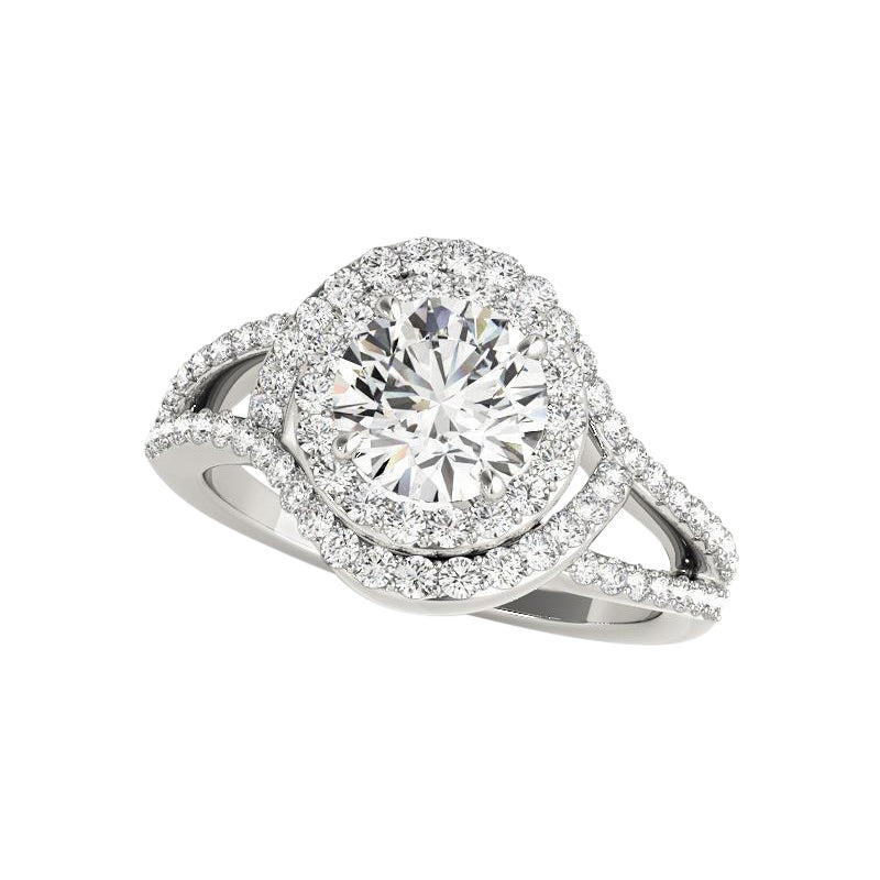 GIA zertifiziert 1,70 Karat Runde Double Halo Split Shank Diamantring