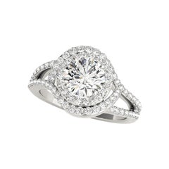 GIA zertifiziert 1,70 Karat Runde Double Halo Split Shank Diamantring