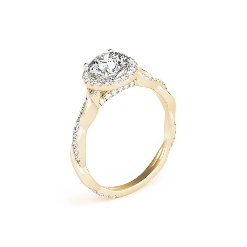 De las mujeres Anillo de diamantes de oro amarillo de 18 quilates con halo redondo entrelazado de 1,70 quilates certificado por GIA en venta