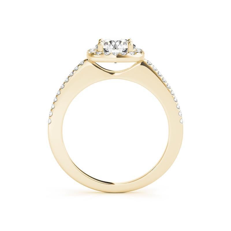 GIA-zertifiziert 1,70 Karat Runde Quadrat Halo Pave 18K Gelbgold Diamantring (Rundschliff) im Angebot