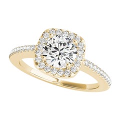 GIA-zertifiziert 1,70 Karat Runde Quadrat Halo Pave 18K Gelbgold Diamantring