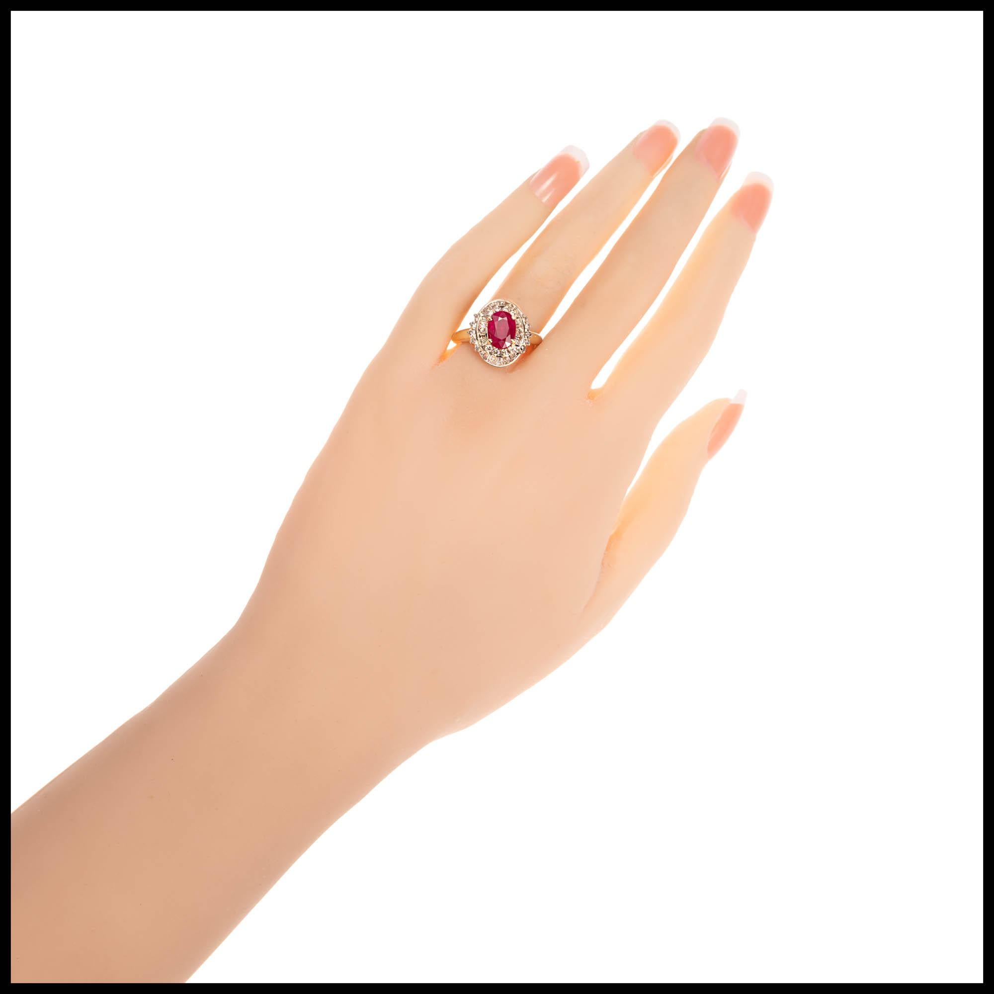 GIA Certified 1.70 Carat Ruby Diamond Yellow White Gold Engagement Ring In Good Condition In Stamford, CT