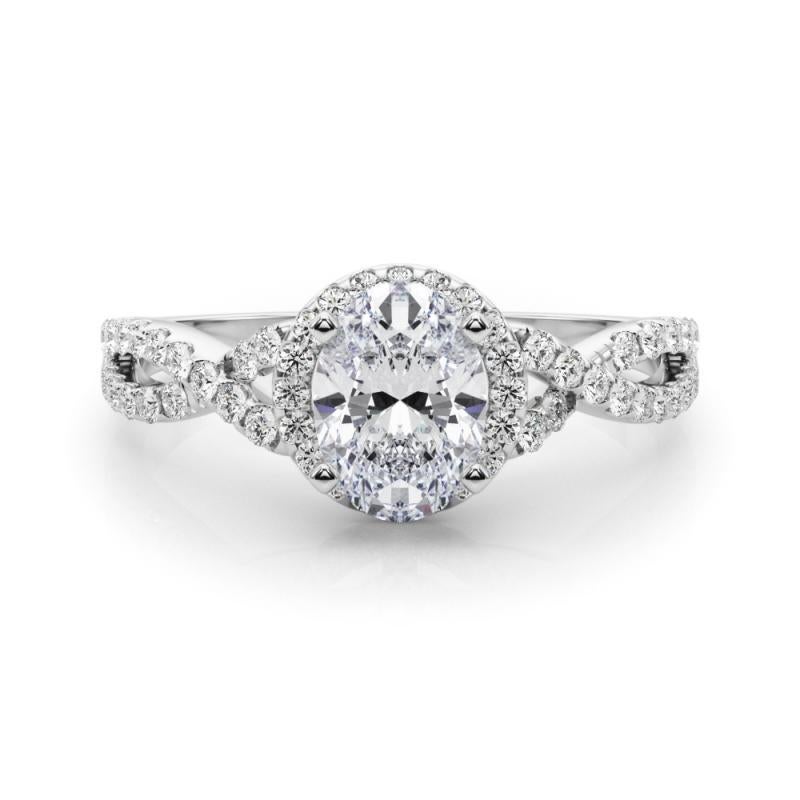 GIA Certified 1.70 Carat Solitaire Oval Halo Infinity Diamond Ring
