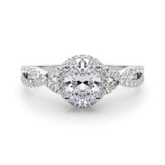 GIA Certified 1.70 Carat Solitaire Oval Halo Infinity Diamond Ring