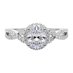 Anello con diamante solitario ovale a raggiera Infinity da 1,70 carati certificato GIA