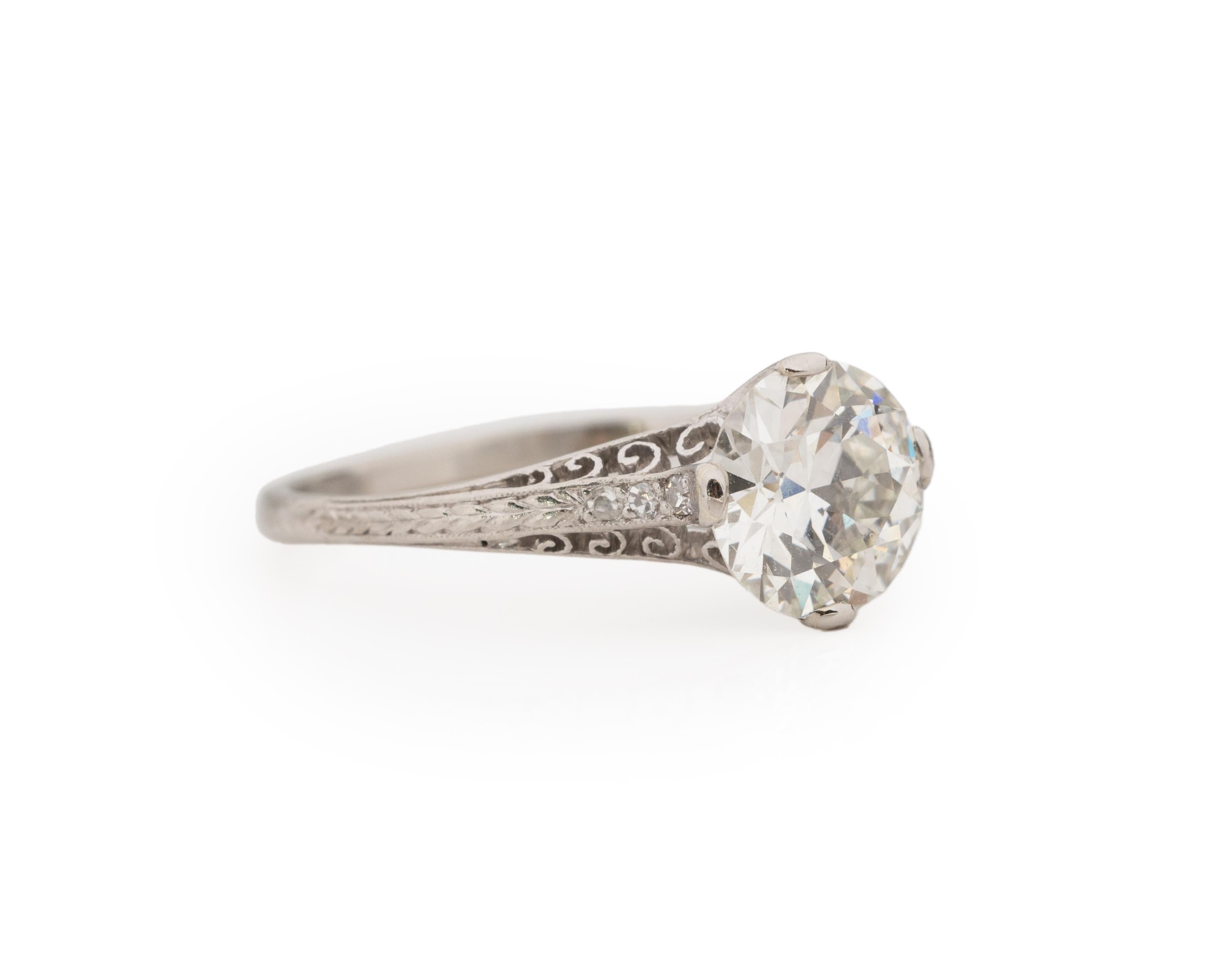 Misura dell'anello: 7.25
Tipo di metallo: Platino [Con marchio di garanzia e Test Test].
Peso: 3.4 grammi

Dettagli sul diamante:

RAPPORTO GIA #2225981802
Peso: 1,70 ct di peso totale
Taglio: Vecchio brillante europeo
Colore: I
Chiarezza: SI1
Tipo: