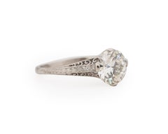 GIA Certified 1.70 Carat Total Weight Art Deco Diamond Platinum Engagement Ring