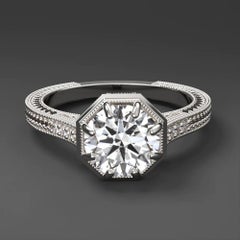 GIA Certified 1.70 Ct Round Brilliant Cut Diamond Engagement Ring Excellent Cut