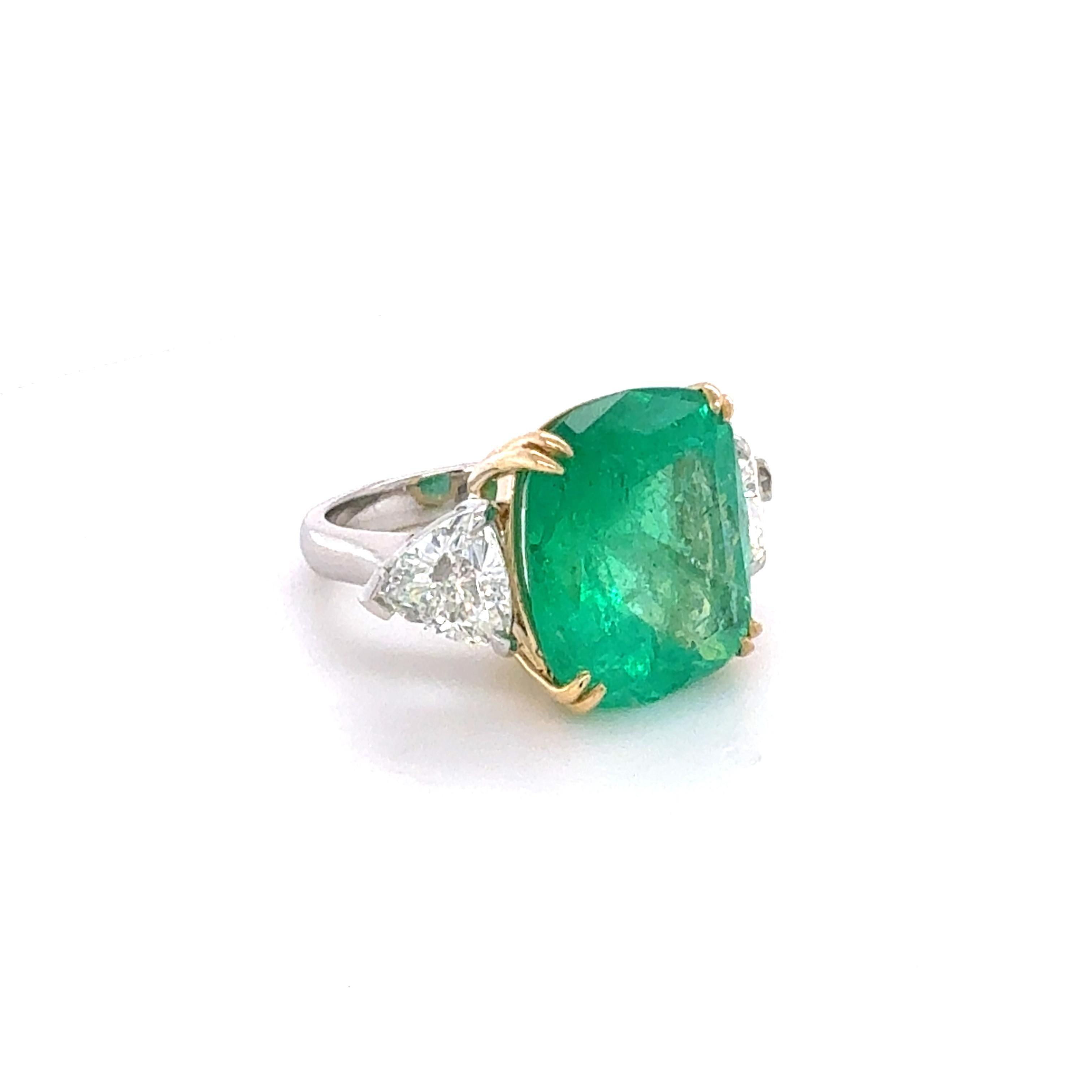 Emerald Cut GIA Certified 17.02 Carat Colombian Emerald and Diamond Ring For Sale