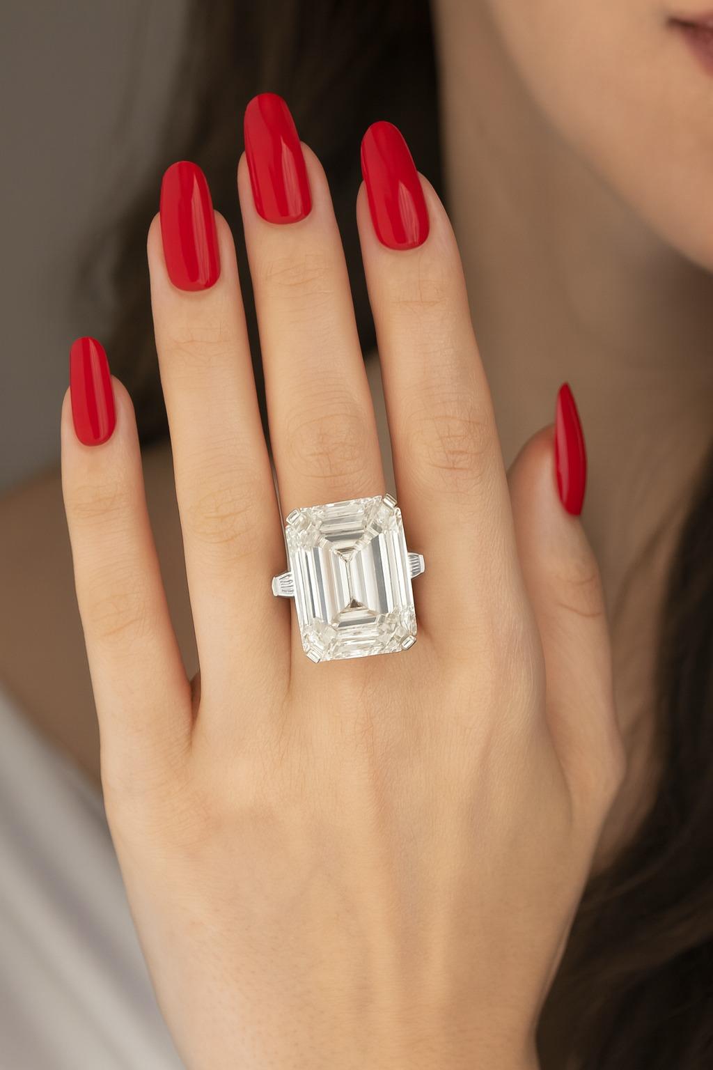 GIA Certified 17.02 Carat Emerald Cut Diamond Platinum Tapered Baguette Ring In New Condition For Sale In Chicago, IL