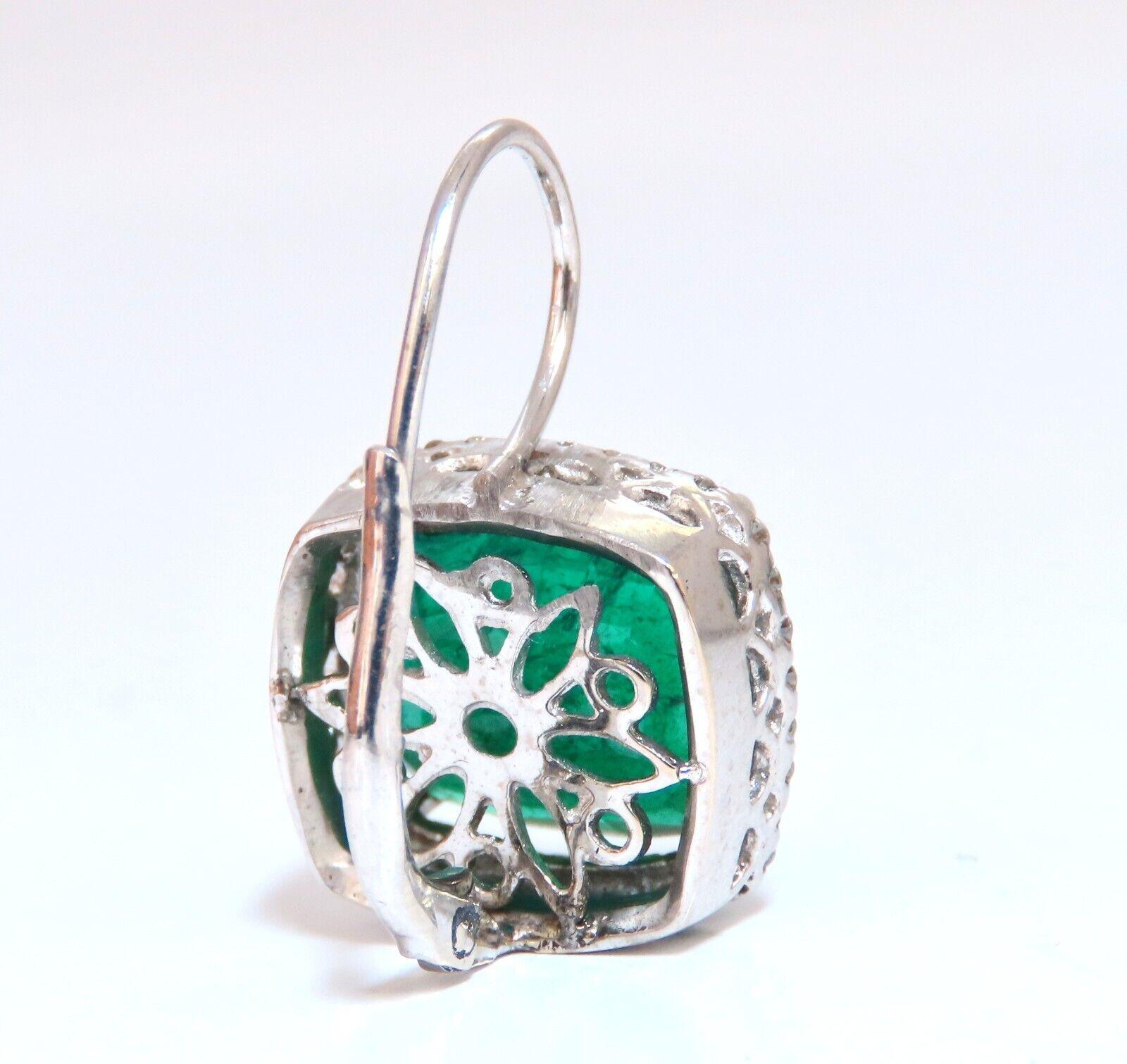 Women's or Men's GIA Certified 17.05 Ct Natural Emeralds Diamond Earrings 18 Karat Cluster Halo For Sale
