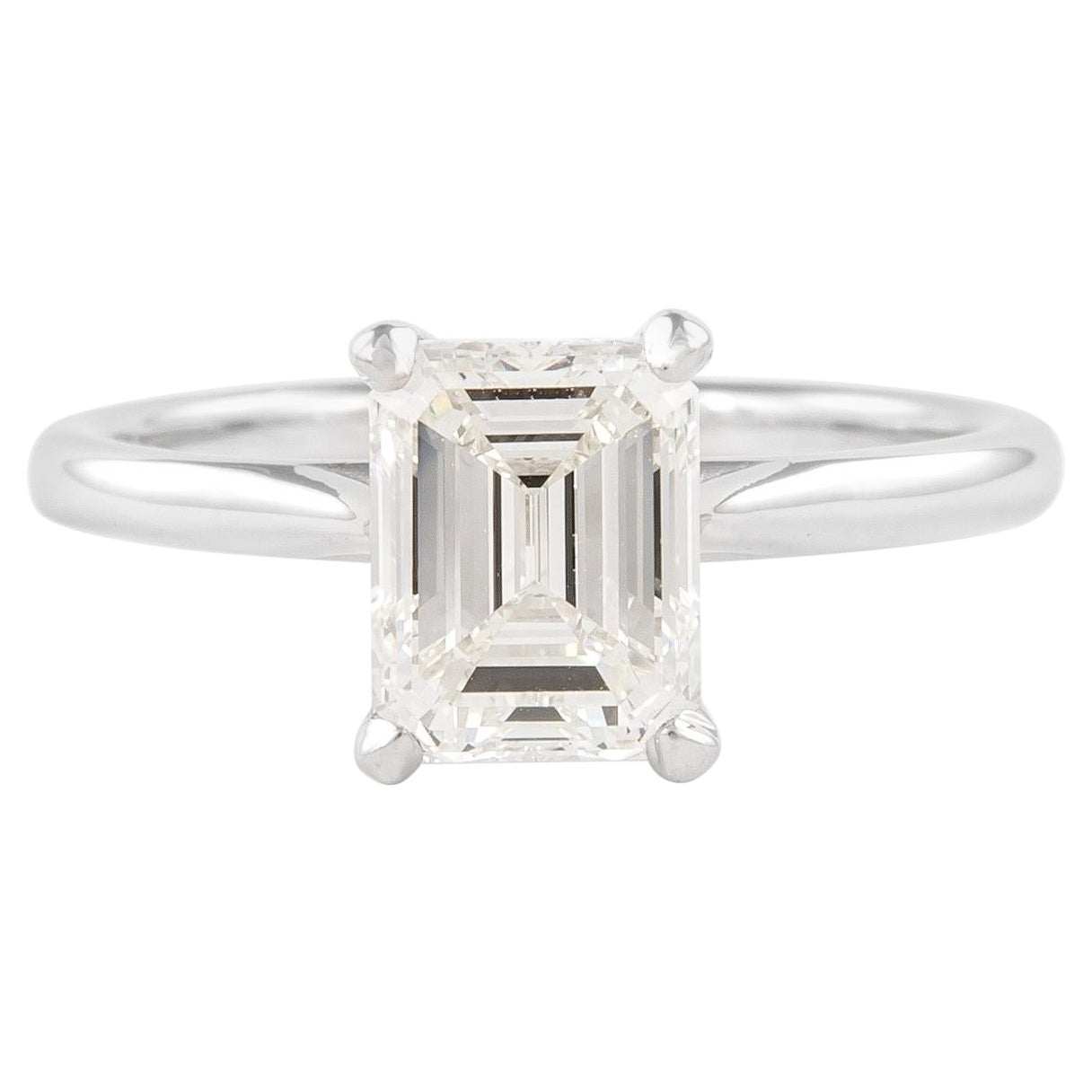 Verlobungsring aus Weißgold mit GIA-zertifiziertem 1,70 Karat Diamant im Smaragdschliff I VS1