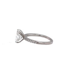 Exceptional GIA 1.70 Carat Oval Diamond with 0.55ct Pave Diamond Ring Flawless