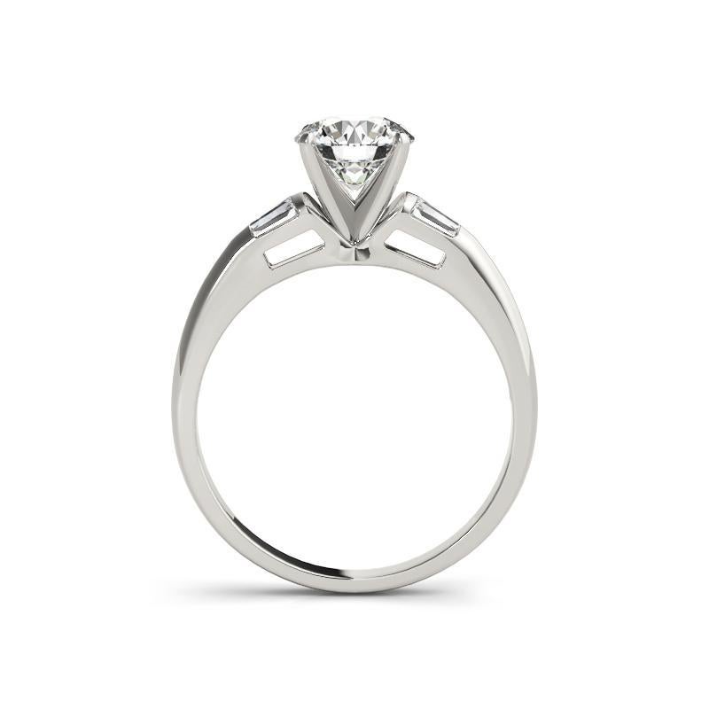 Contemporary GIA Certified 1.70ct Round Classic Solitaire & Channel Baguette Diamond Ring For Sale