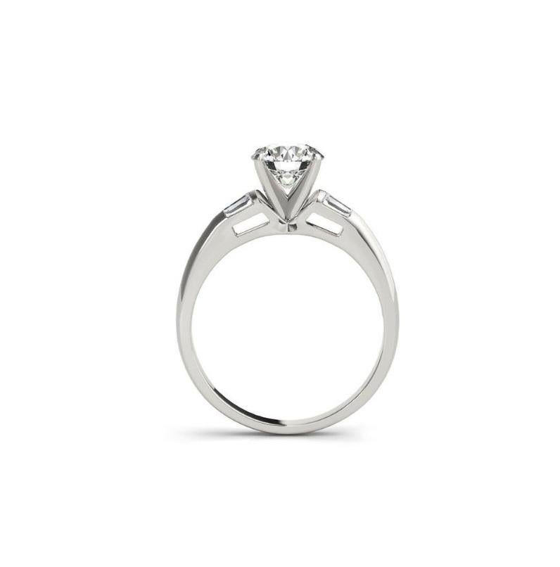 GIA Certified 1.70ct Round Classic Solitaire & Channel Baguette Diamond Ring In New Condition For Sale In New York, NY