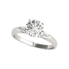 GIA Certified 1.70ct Round Classic Solitaire & Channel Baguette Diamond Ring