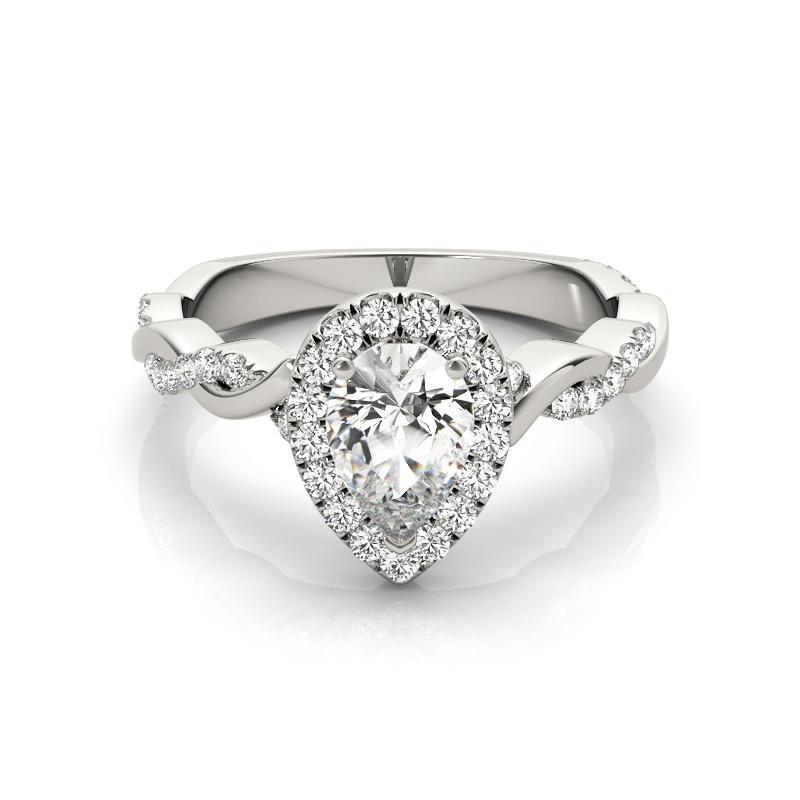 Taille poire GIA Certified 1.71 Carat Braided Band Pear Halo  Bague en diamant en vente