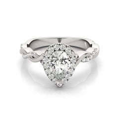 GIA Certified 1.71 Carat Braided Band Pear Halo  Bague en diamant