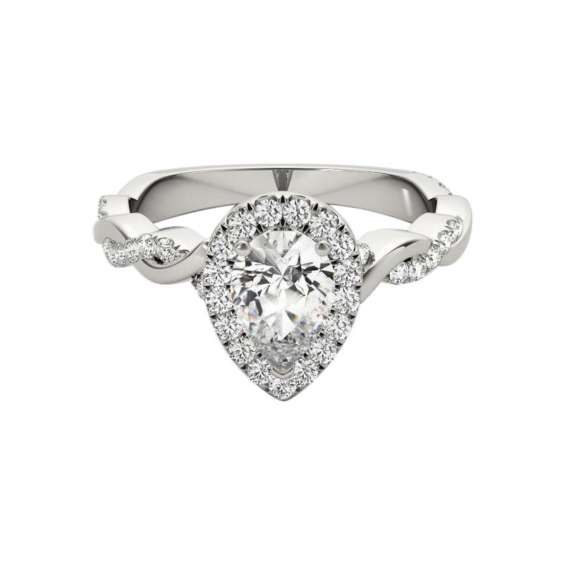 GIA Certified 1.71 Carat Braided Band Pear Halo  Bague en diamant