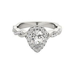 GIA Certified 1.71 Carat Braided Band Pear Halo  Bague en diamant