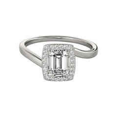 GIA Certified 1.71 Carat Emerald Halo Curved Bypass Platinum Diamond Ring