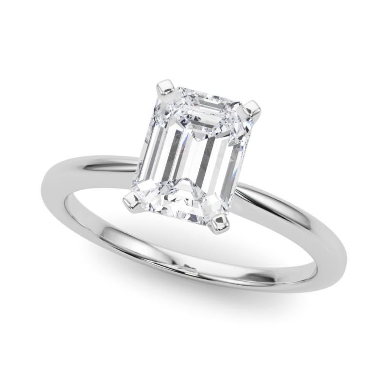 Taglio smeraldo GIA Certified 1,71 Carat Emerald Prong Set Solitaire Platinum Diamond Ring in vendita
