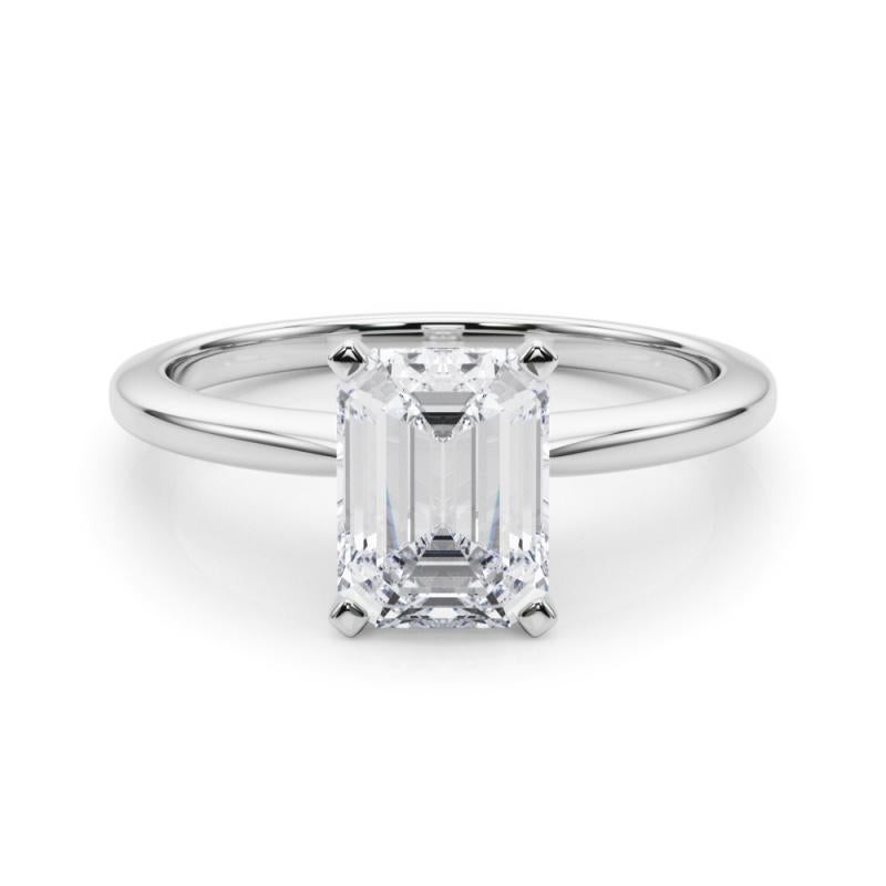 GIA Certified 1,71 Carat Emerald Prong Set Solitaire Platinum Diamond Ring in vendita
