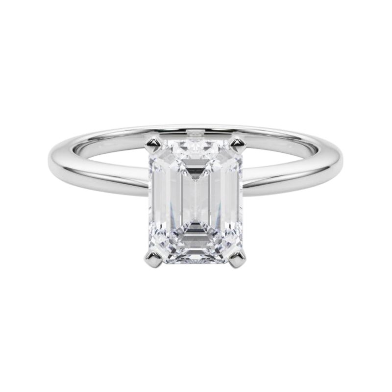 Esmeralda de 1,71 quilates certificada por el GIA Anillo de diamantes solitario en platino con garras en venta