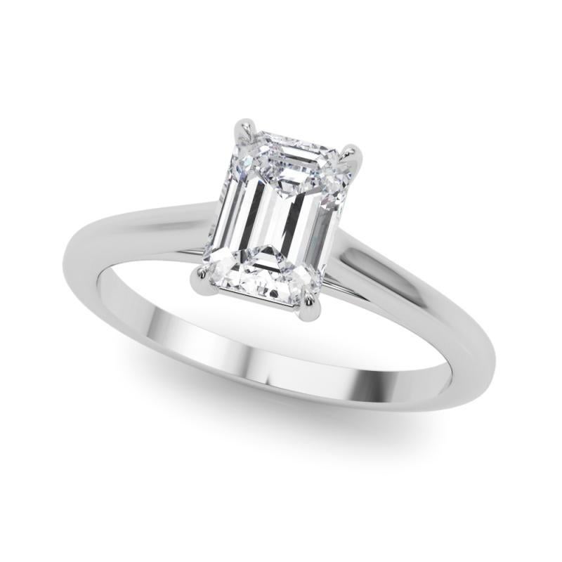 GIA zertifiziert 1.71 Karat Smaragd Solitär Kathedrale Diamantring (Smaragdschliff) im Angebot