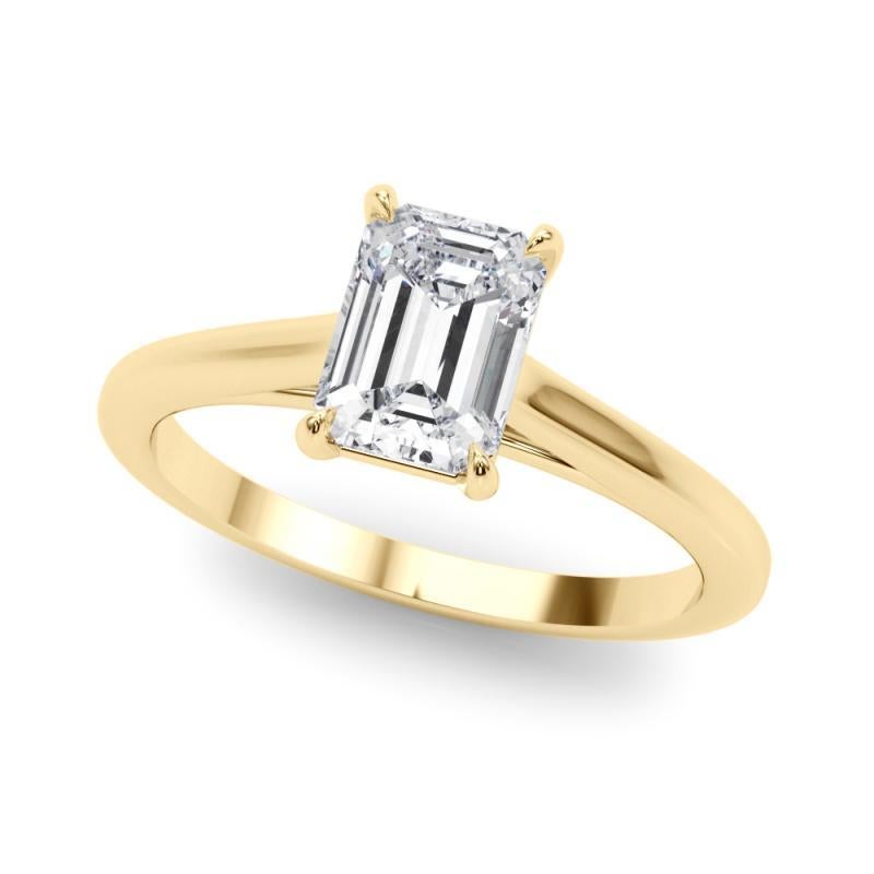 GIA zertifiziert 1.71 Karat Smaragd Solitär Kathedrale Diamantring (Smaragdschliff) im Angebot