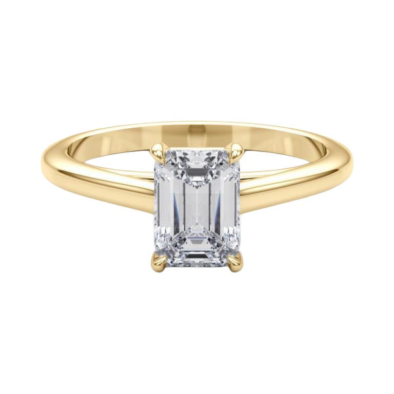 GIA zertifiziert 1.71 Karat Smaragd Solitär Kathedrale Diamantring