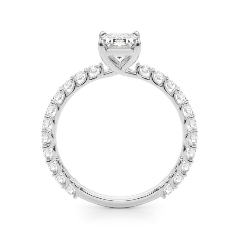 Taille émeraude Bague d'émeraude certifiée GIA de 1,71 carat et bague d'éternité partielle en diamant en vente