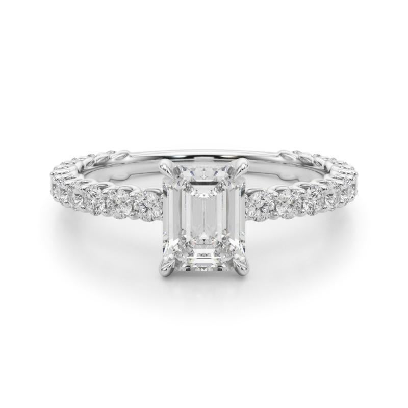 Bague d'émeraude certifiée GIA de 1,71 carat et bague d'éternité partielle en diamant Neuf - En vente à New York, NY