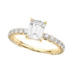Bague d'émeraude certifiée GIA de 1,71 carat et bague d'éternité partielle en diamant