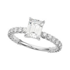 GIA Certified 1.71 Carat Emerald with Partial Eternity Diamond Ring