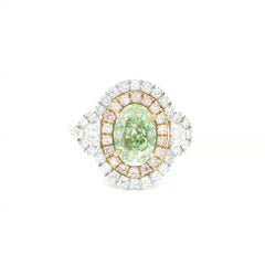 GIA Certified 1.71 Carat Fancy Light Greenish Yellow Si1 Clarity Diamond Ring