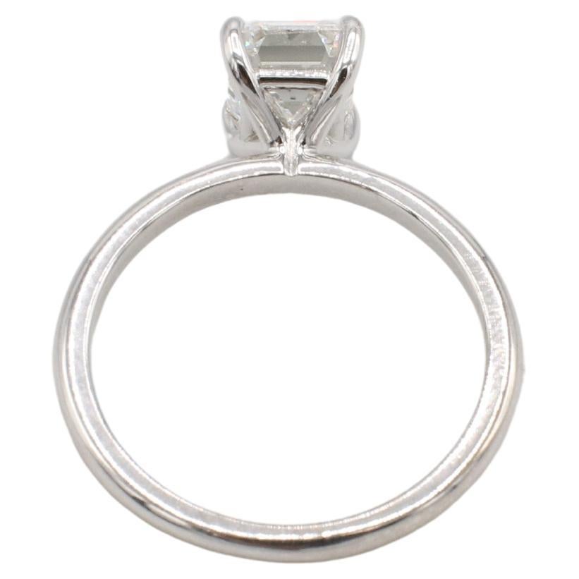 Modern GIA Certified 1.71 Carat G VS2 Emerald Cut Natural Diamond Engagement Ring For Sale
