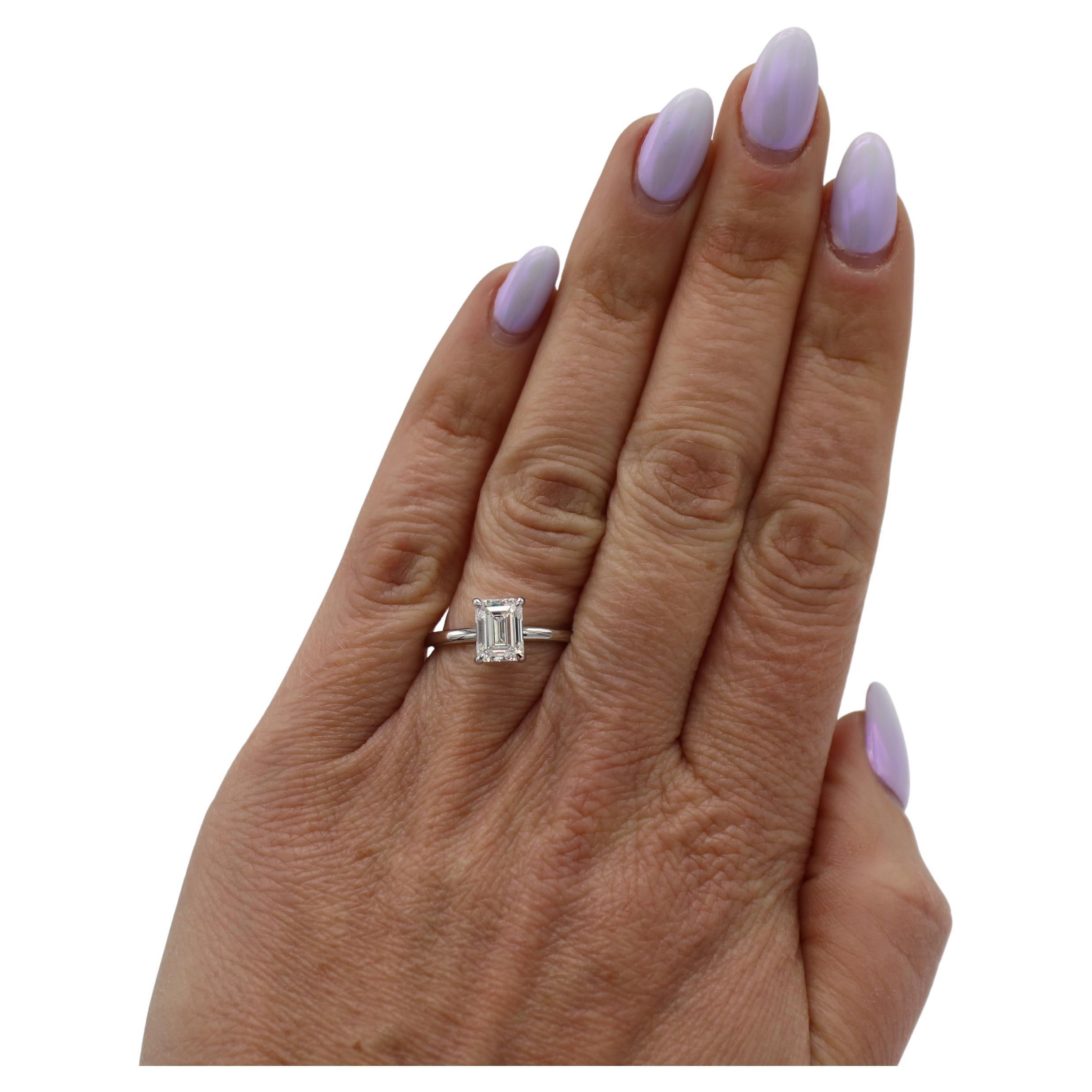 GIA Certified 1.71 Carat G VS2 Emerald Cut Natural Diamond Engagement Ring In Excellent Condition For Sale In  Baltimore, MD