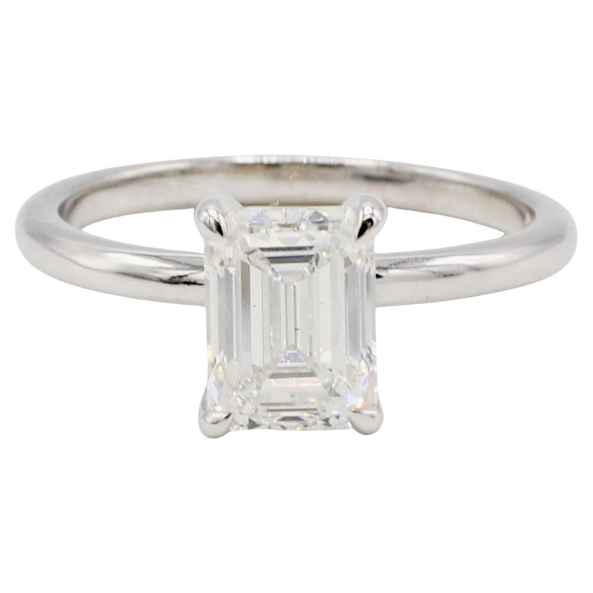 GIA Certified 1.71 Carat G VS2 Emerald Cut Natural Diamond Engagement Ring