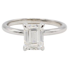 GIA Certified 1.71 Carat G VS2 Emerald Cut Natural Diamond Engagement Ring