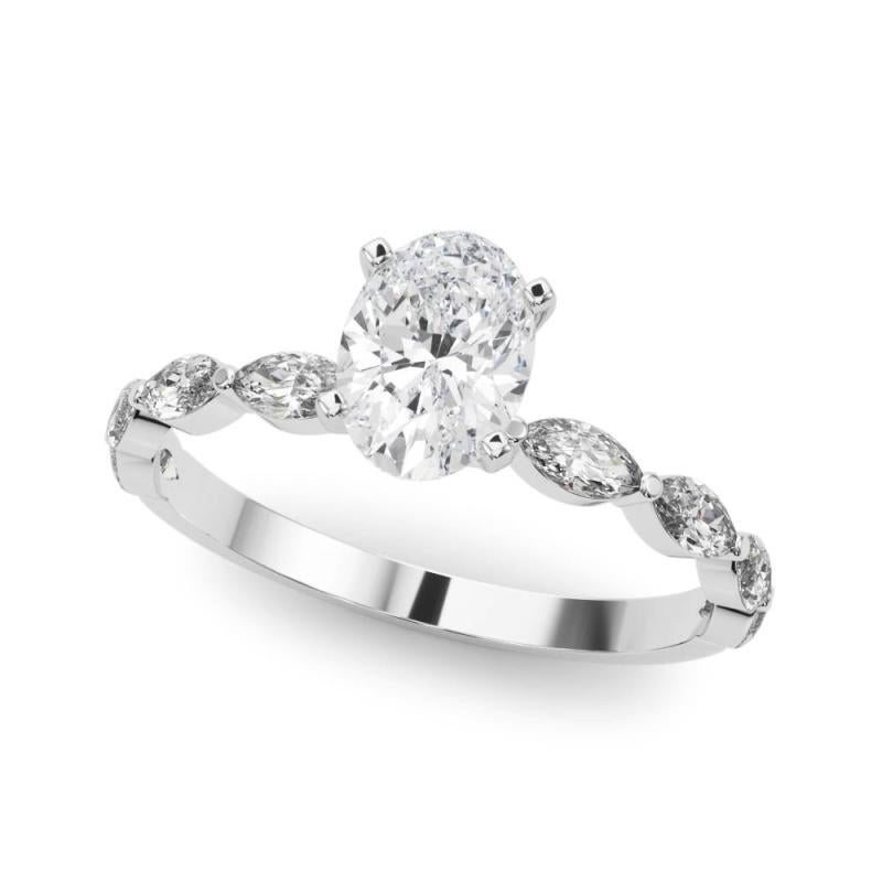 GIA zertifiziert 1,71 Karat Oval Diamant Band Solitär Platin Diamant Ring (Ovalschliff) im Angebot
