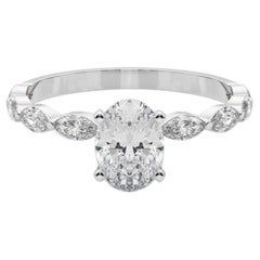 GIA zertifiziert 1,71 Karat Oval Diamant Band Solitär Platin Diamant Ring