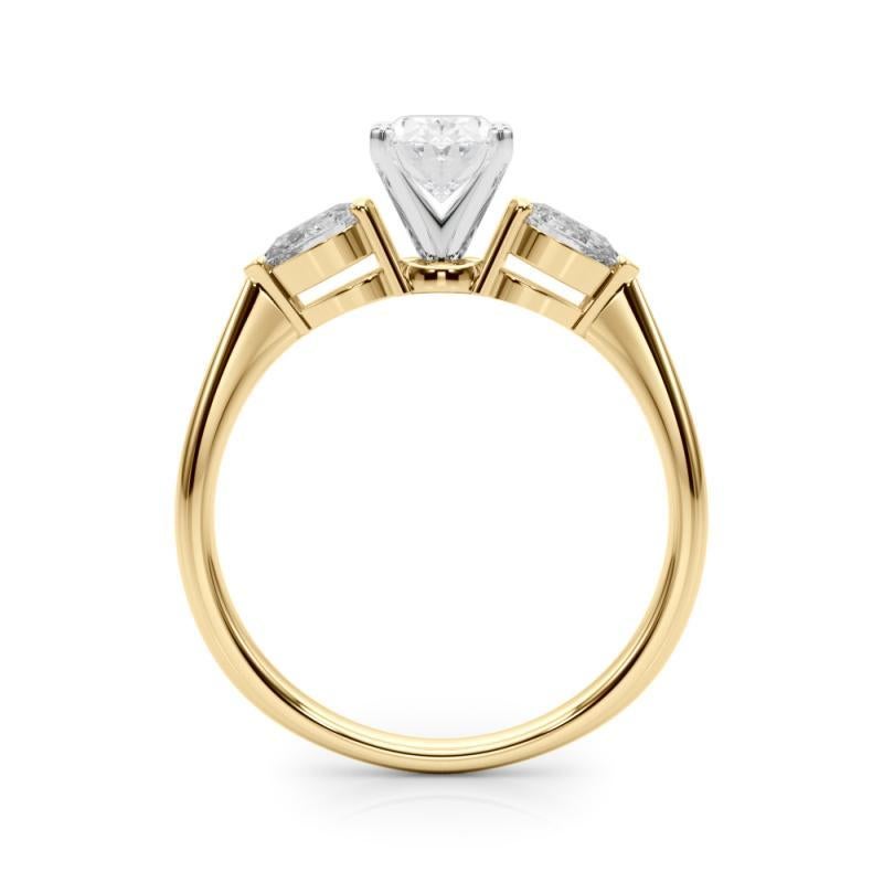 Anello con diamante ovale est-ovest a tre pietre certificato GIA da 1,71 carati In condizioni Nuovo in vendita a New York, NY