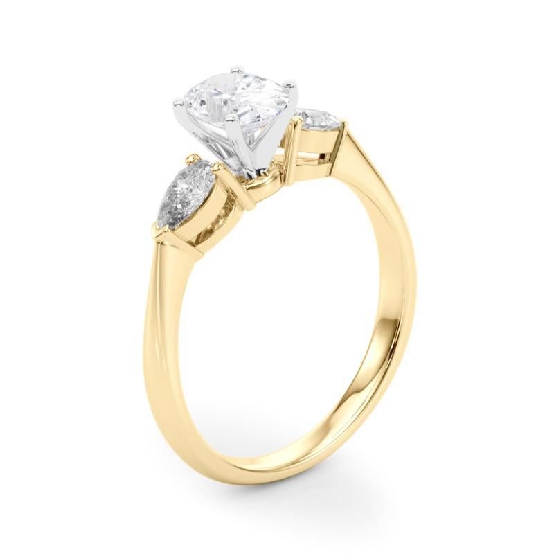 Anello con diamante ovale est-ovest a tre pietre certificato GIA da 1,71 carati in vendita 1