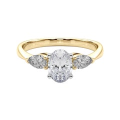GIA Certified 1.71 Carat Oval East-West Three-Stone Diamond Ring