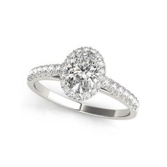 GIA Certificado 1.71 Quilate Oval Halo Pave Catedral  Anillo de diamantes